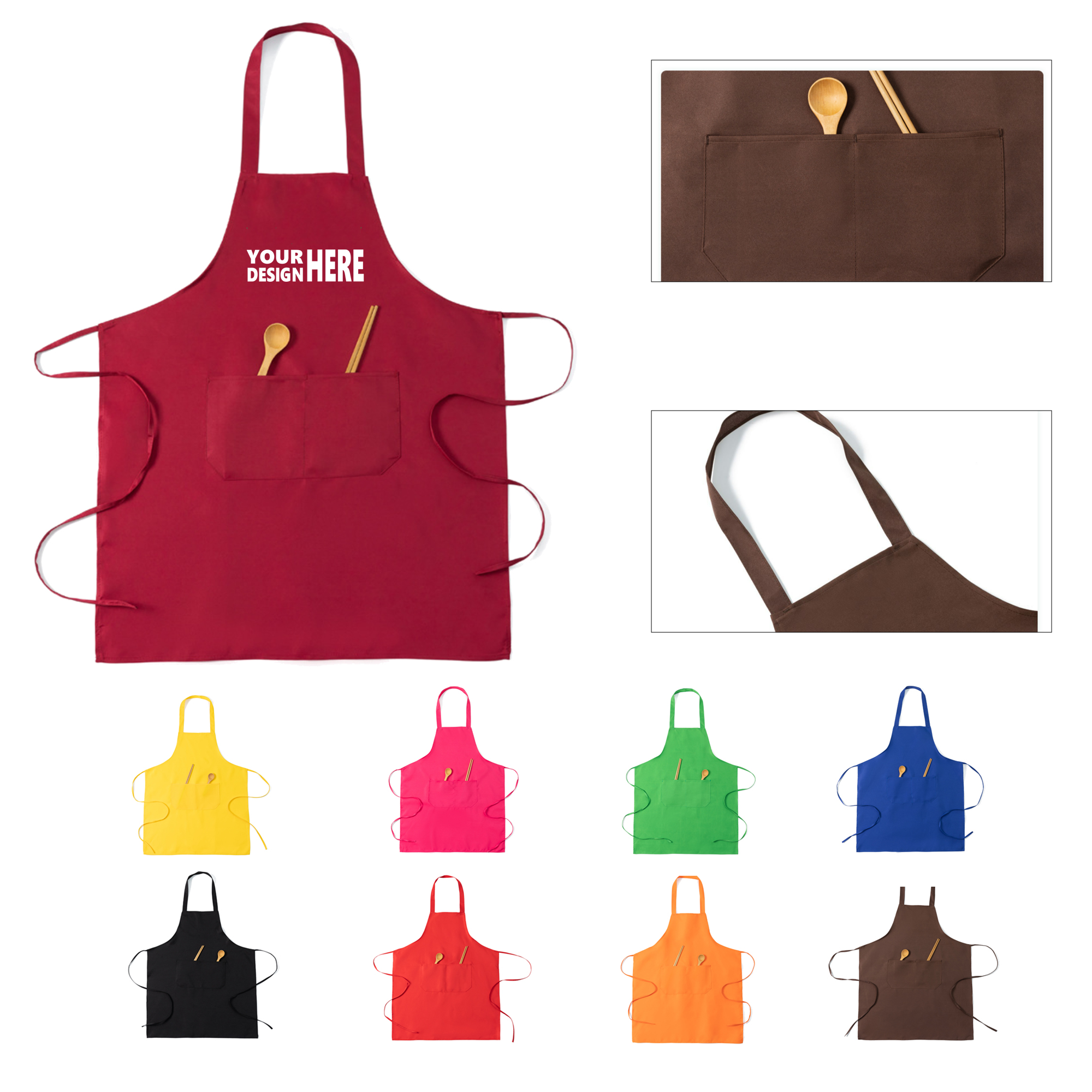 Hanging Neck Polyester Apron With Pockets 2
