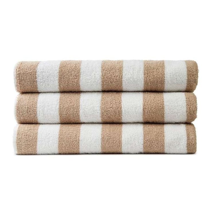 Jewel Cabana Stripe Pool Towels - 35x70 Beige 1