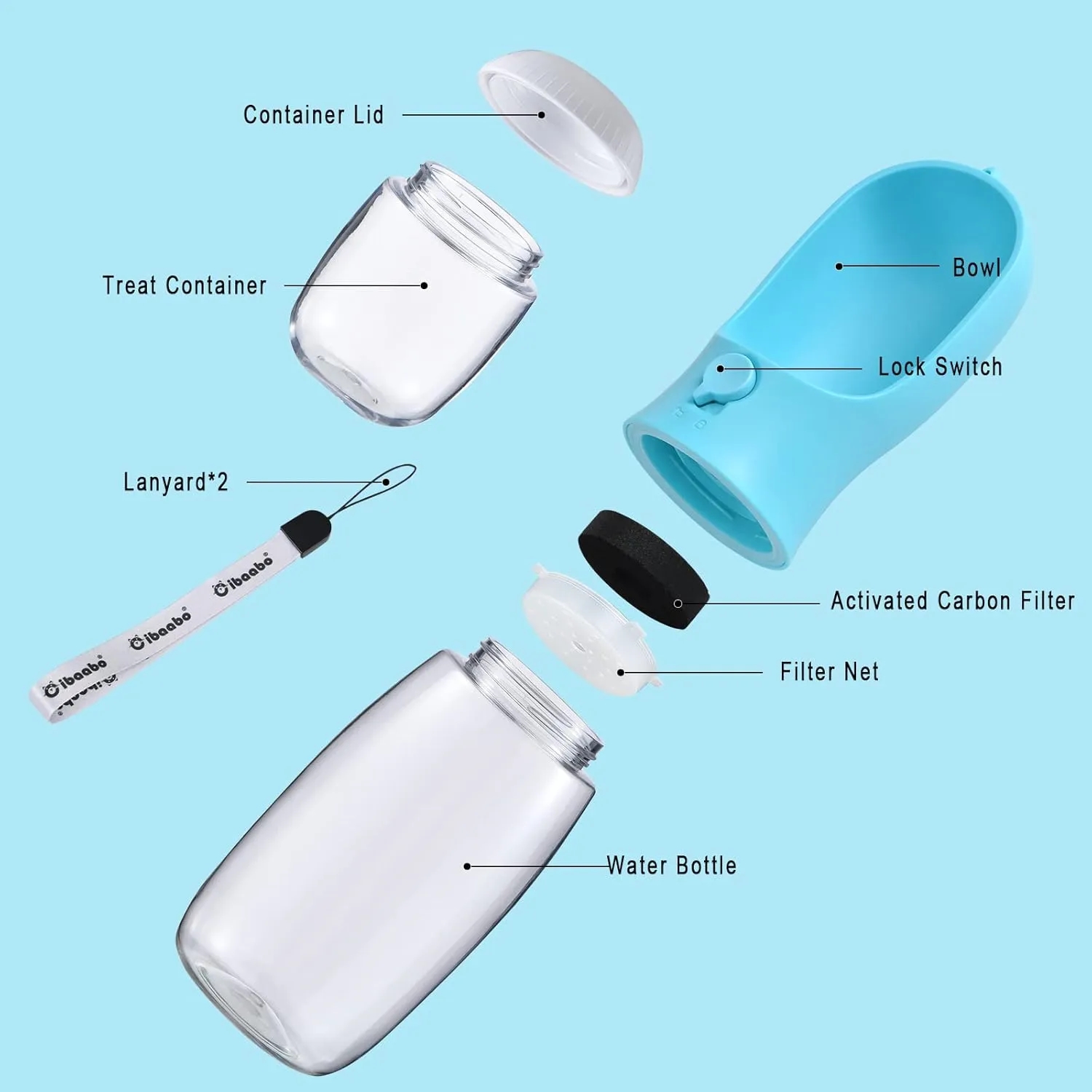 13oz Dog Water Bottle with Food Container 5