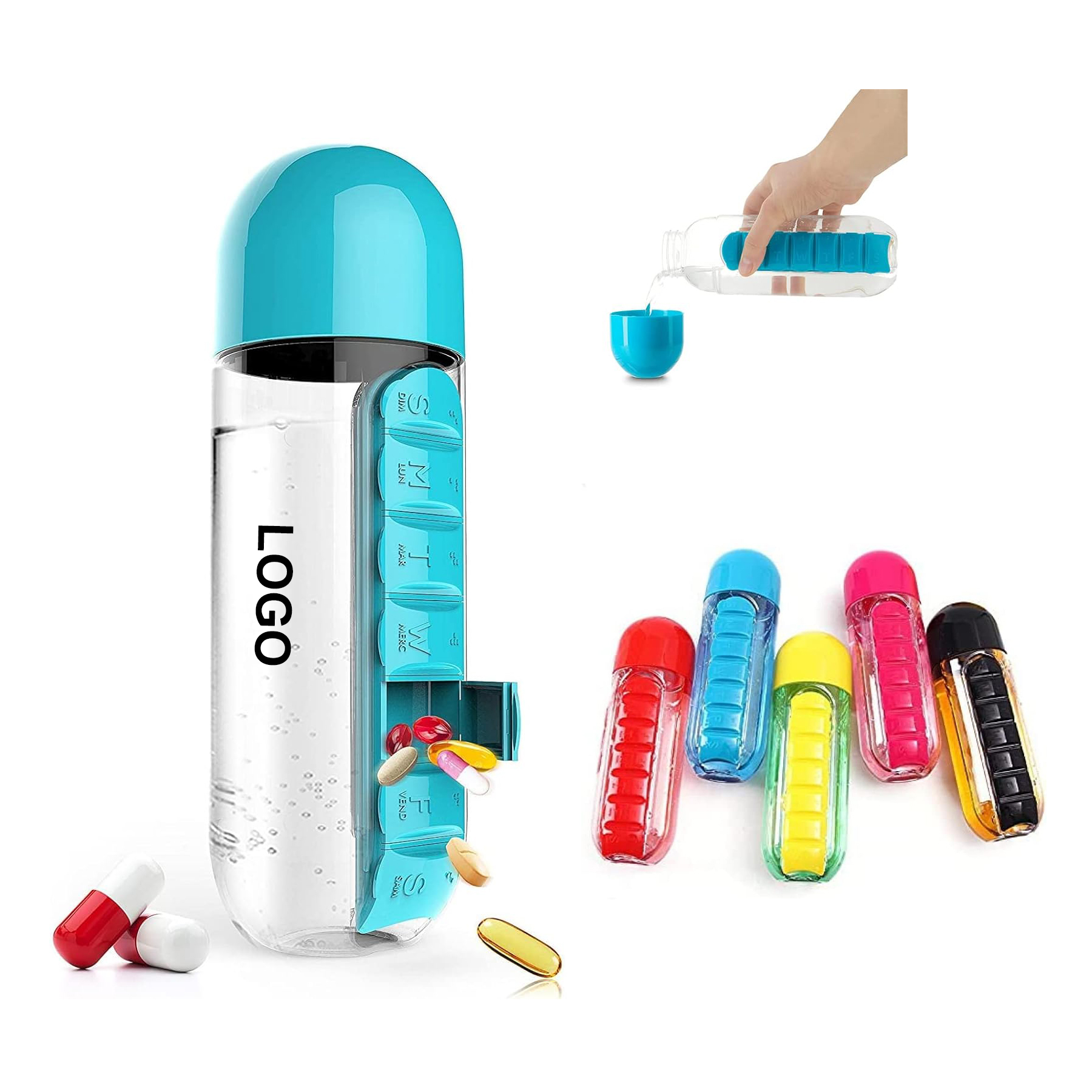 Pill Box And Water Bottle Combination 2