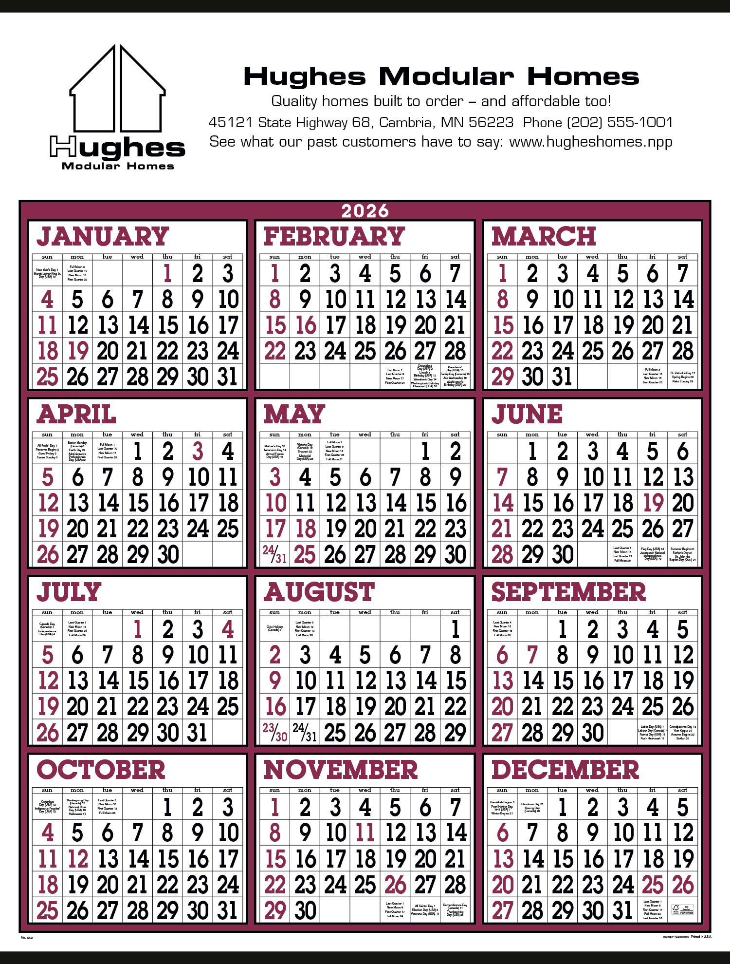 Triumph® Calendars Big Numbers Span-A-Year Calendar 7