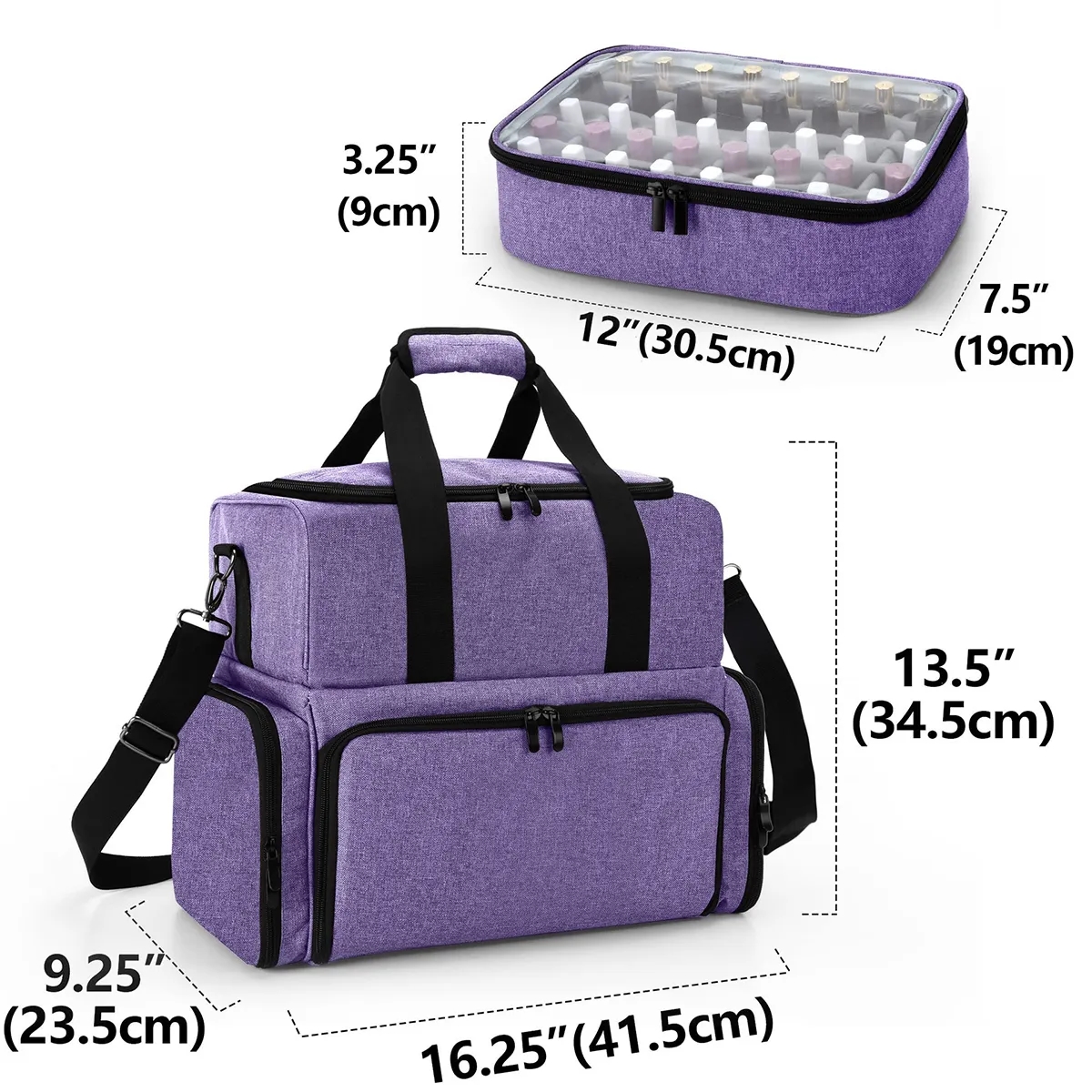 Large Cosmetic Storage Bag Detachable Divider Nail Make Up 5