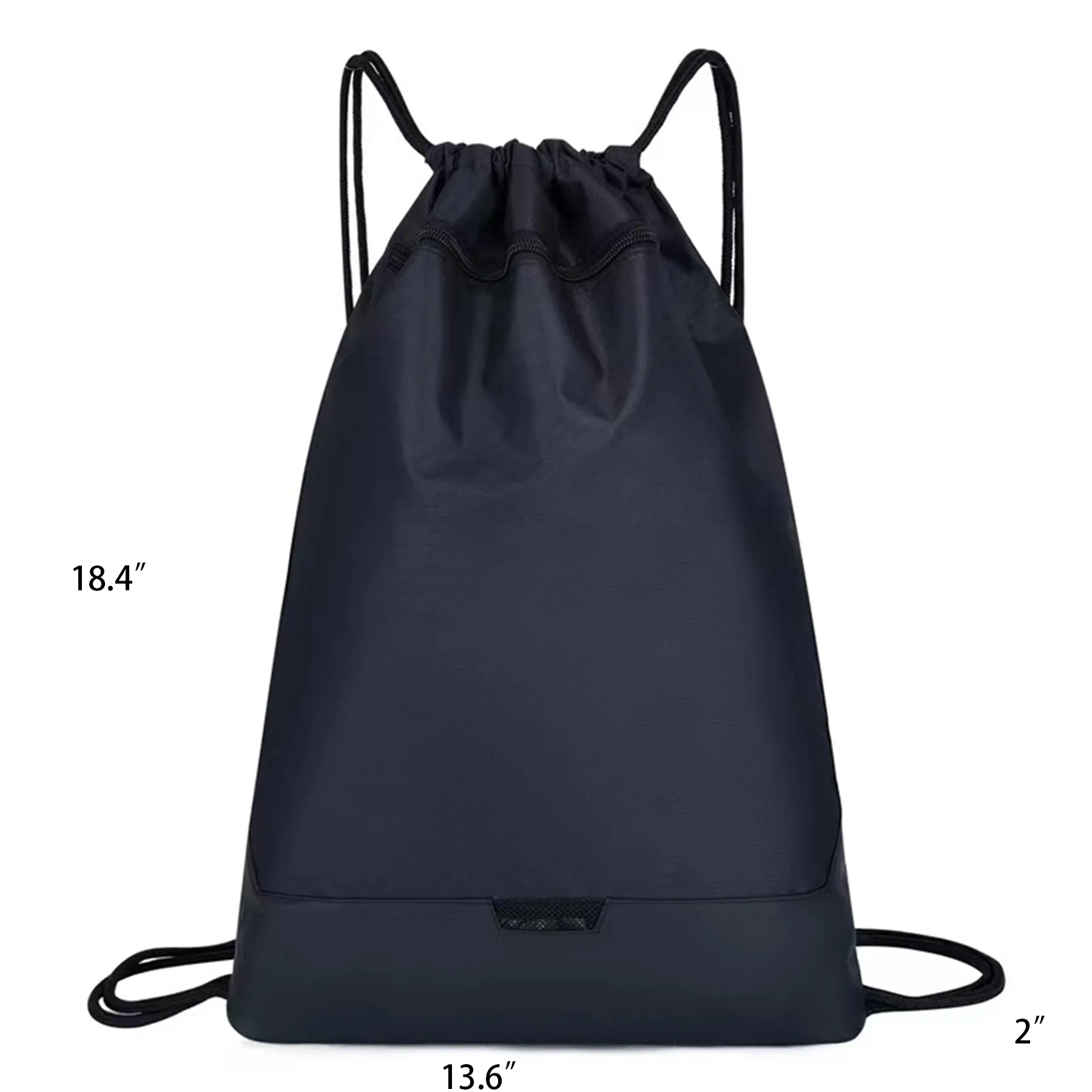 Drawstring Backpack Zipper Pocket Reinforced Bottom 3