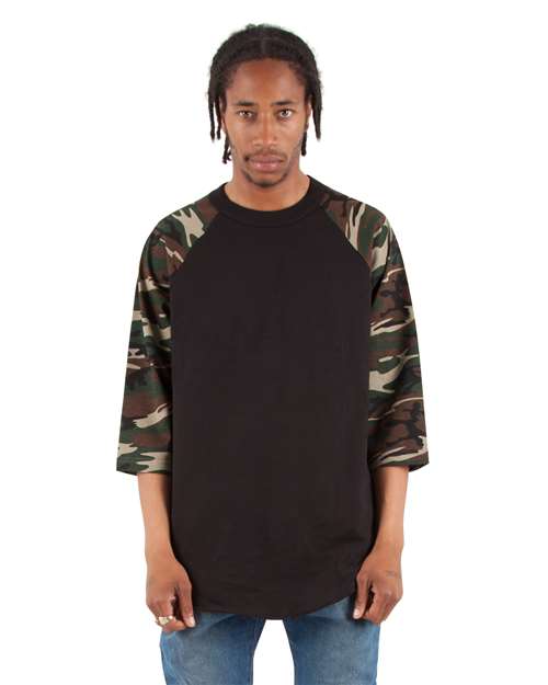 Unisex Three-Quarter Sleeve Camo Raglan T-Shirt - SHRAGCM 7