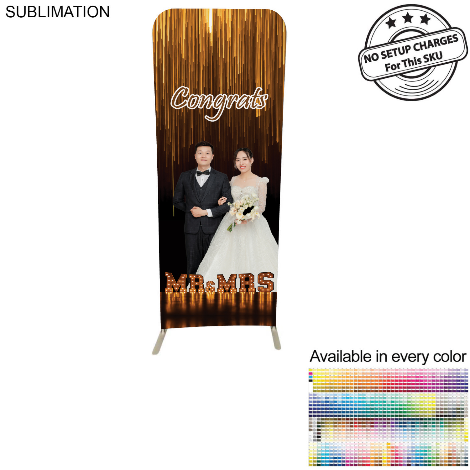 Wedding Photo 2'W x 78"H EuroFit Tension Fabric Banner Display Kit, Graphics Double Sided
