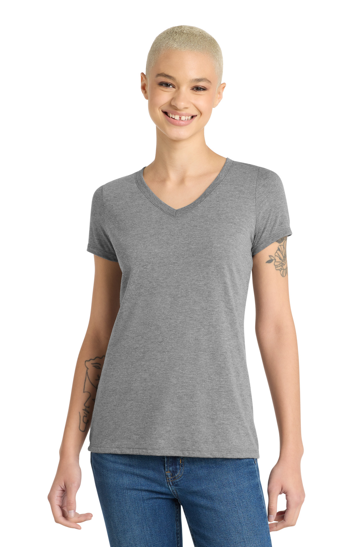 District Women's Perfect Tri V-Neck Tee. DM1350L 19