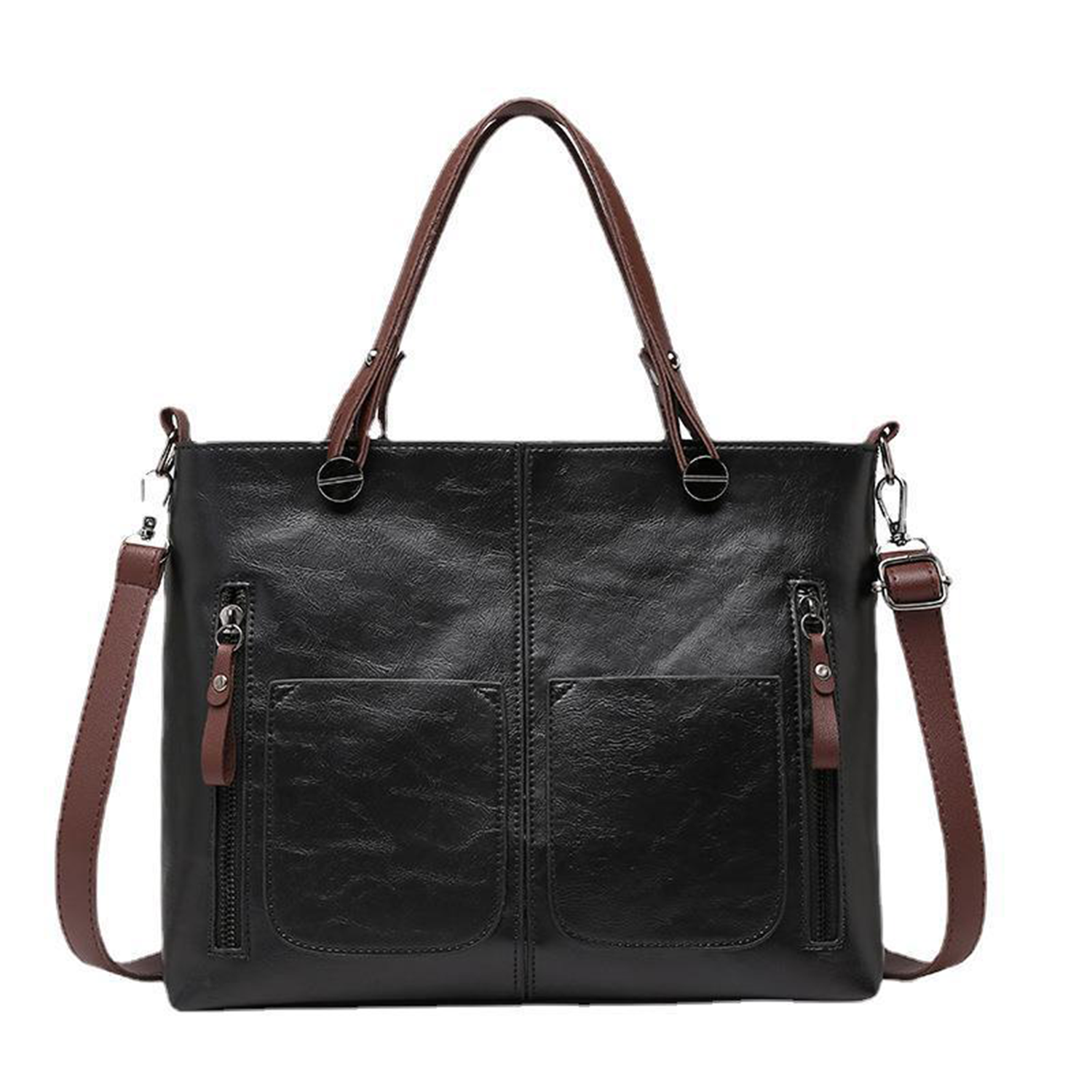 Large Capacity Vintage PU Leather Tote Bag, custom tote bag with logo imprint 3