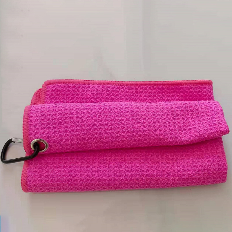 Microfiber Fabric Waffle Pattern Golf Towels w/Carabiner Clip 14