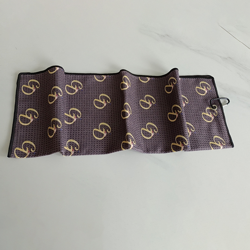 Microfiber Fabric Waffle Pattern Golf Towels w/Carabiner Clip 9