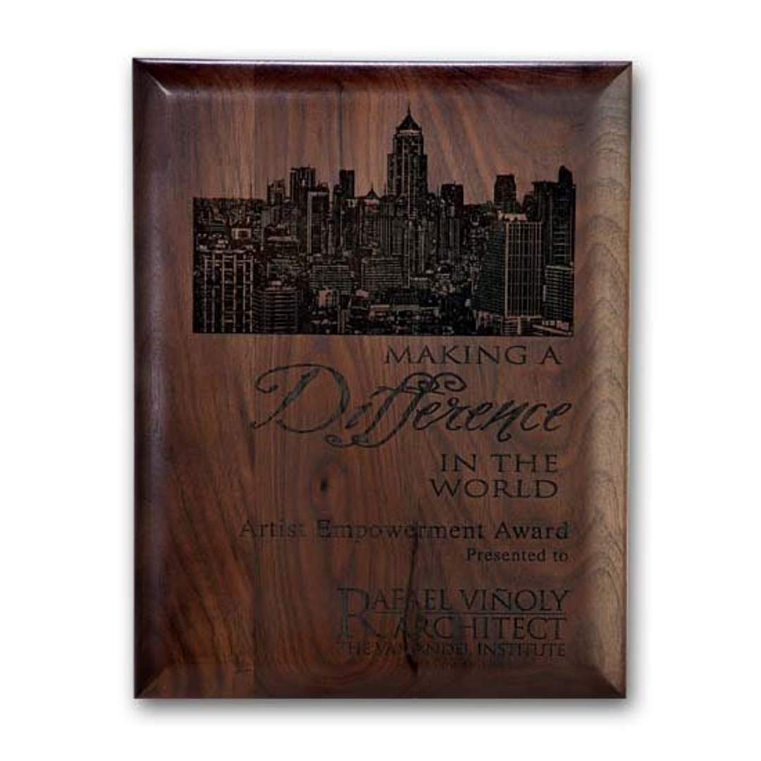 Laser Engraved Plaq - Walnut Rolled Edge 4