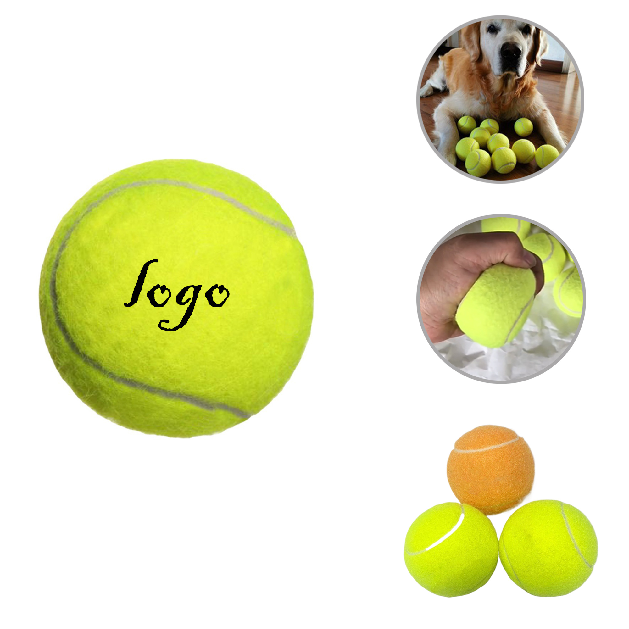 MOQ25 Squeaky Tennis Balls for Dogs Pack 2