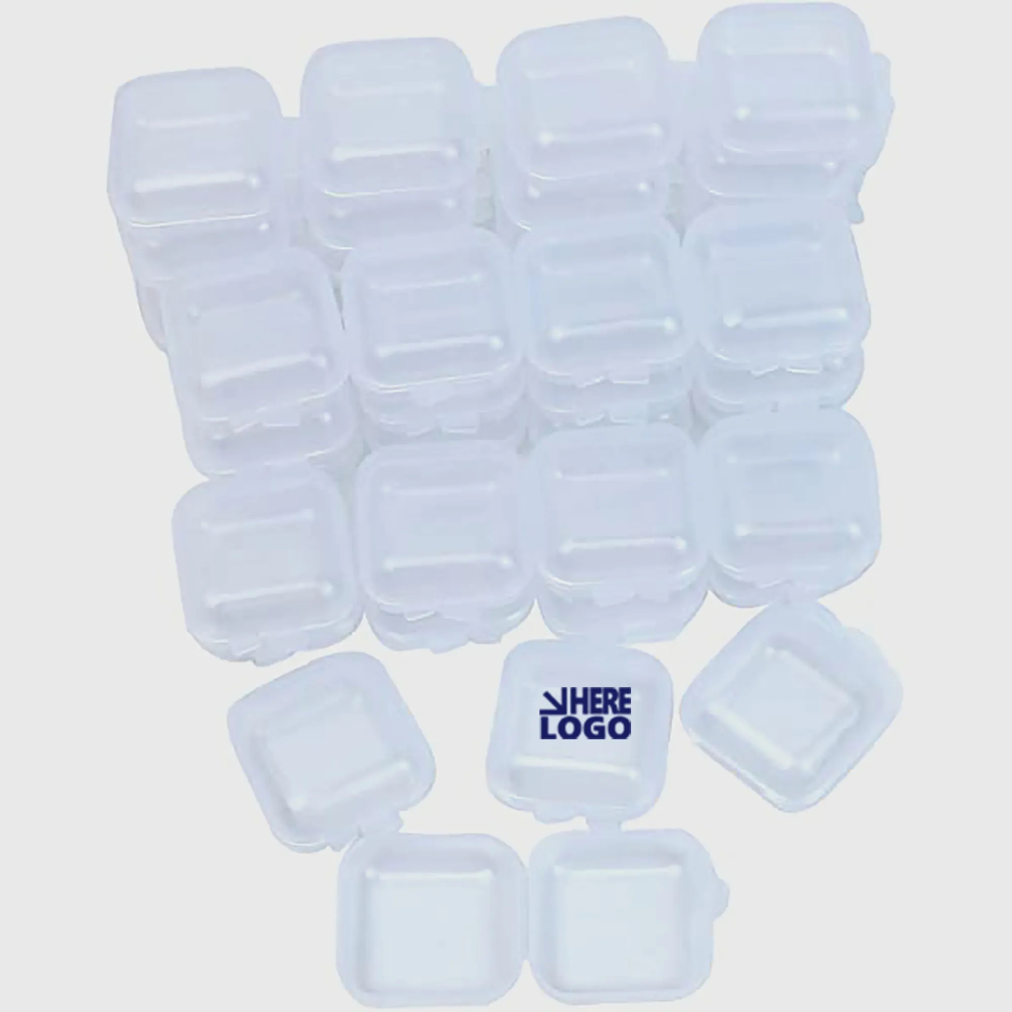 Mini Square Storage Containers Box with Hinged Lid Clear 2