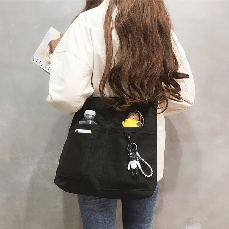 Reusable Canvas Tote Bag w/3 External Pocket 6