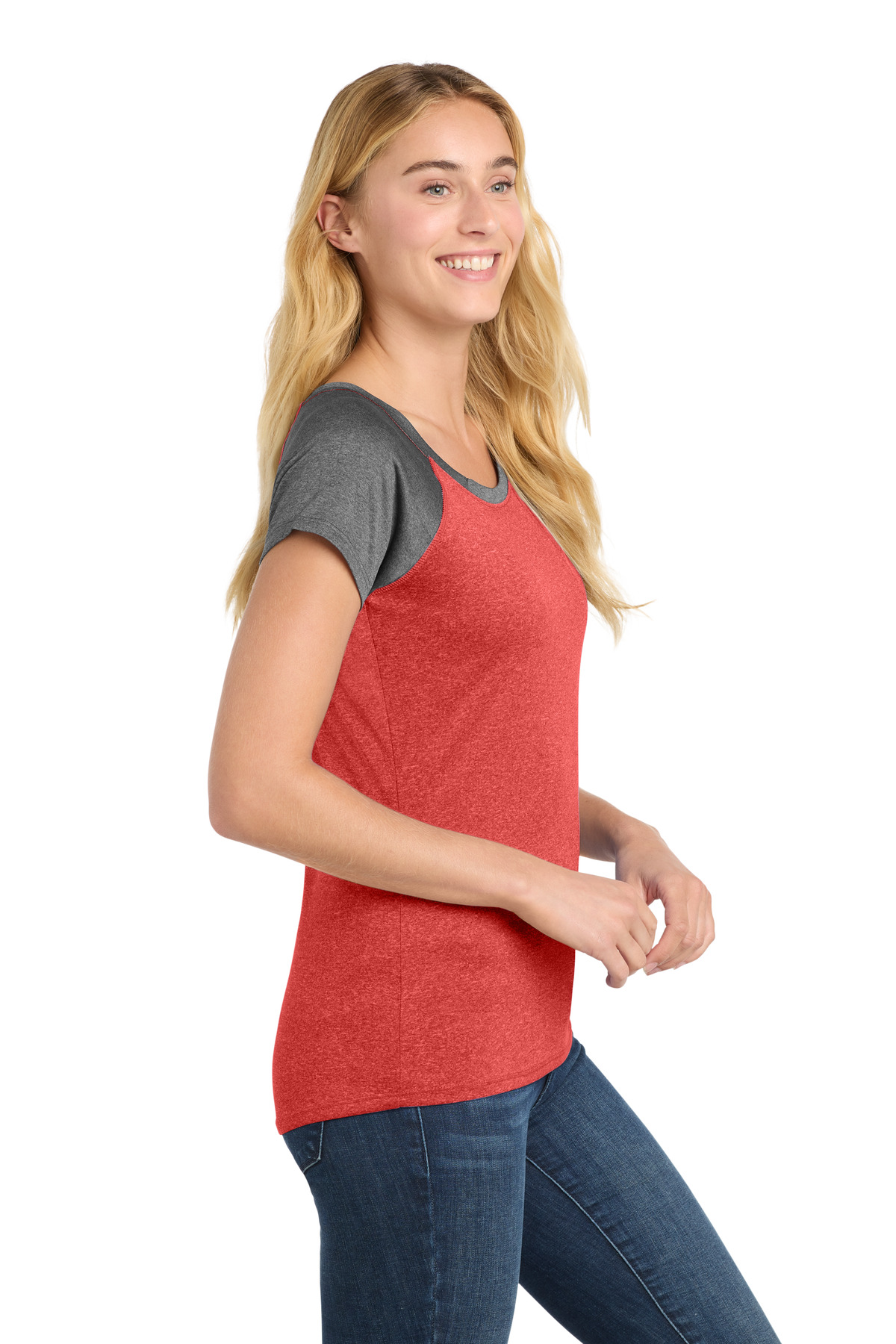 Sport-Tek Women's Heather-On-Heather Contender Scoop Neck Tee. LST362 38