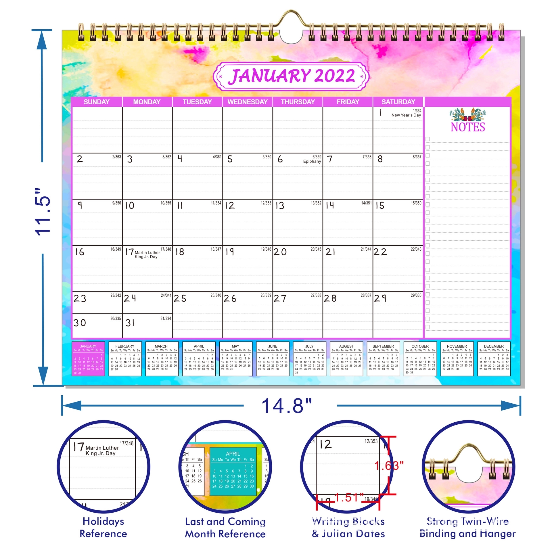 Customized Monthly Wall Calendar For Planning & Organizing 3
