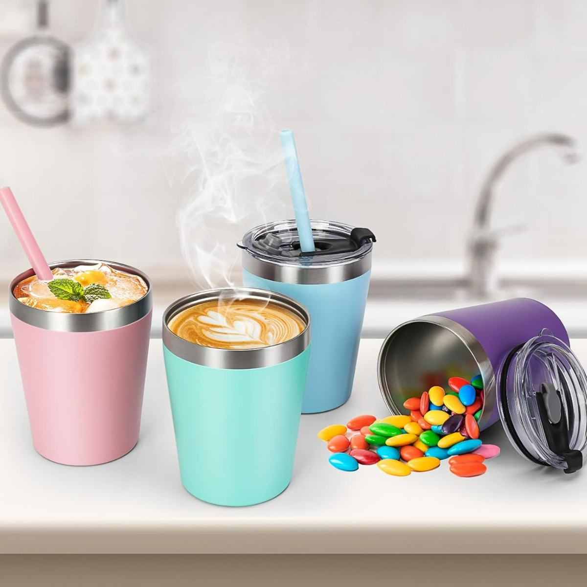 8oz Insulated Tumbler with Straw 4