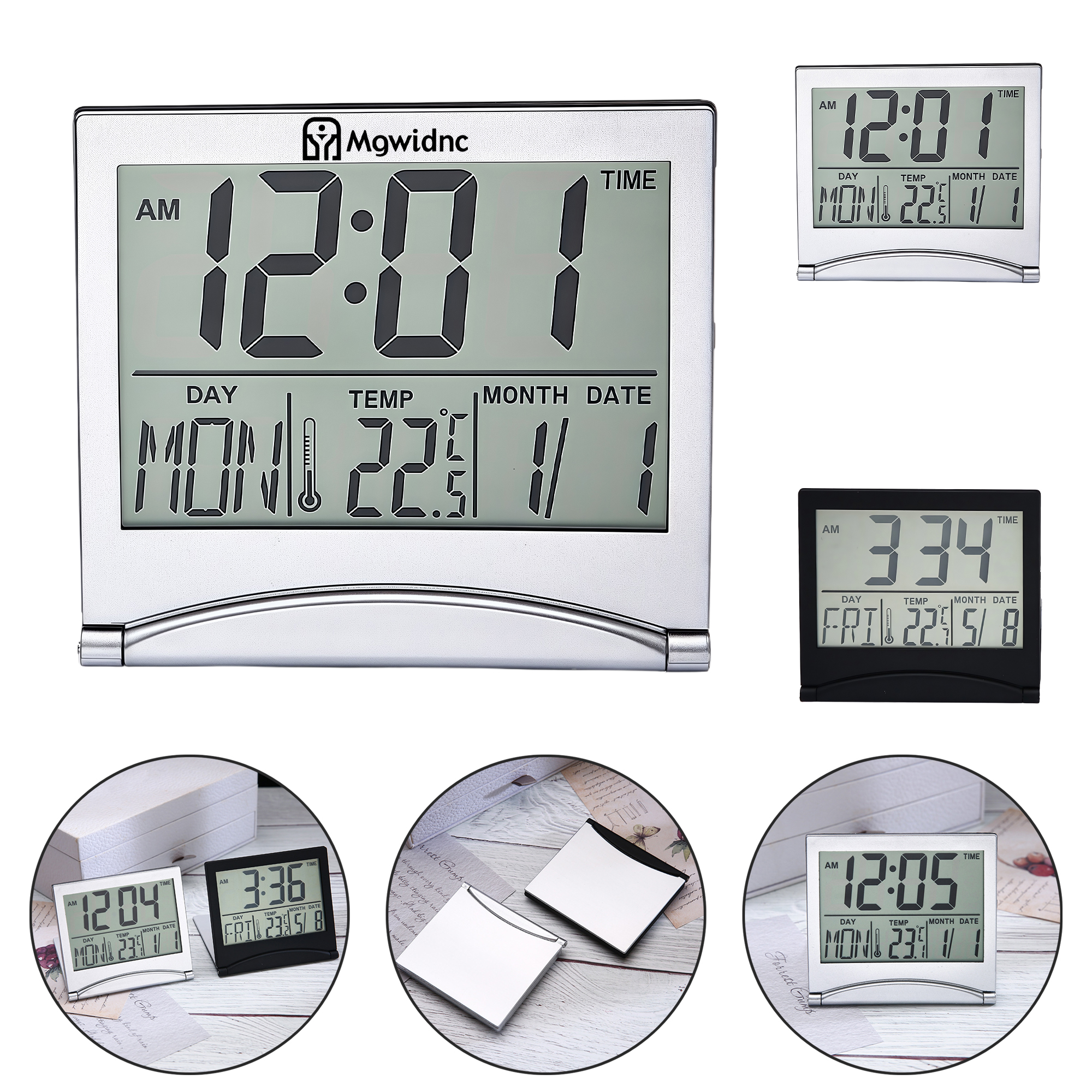 Ultra-Thin Folding Electronic Calendar Alarm Clock with Backlight
