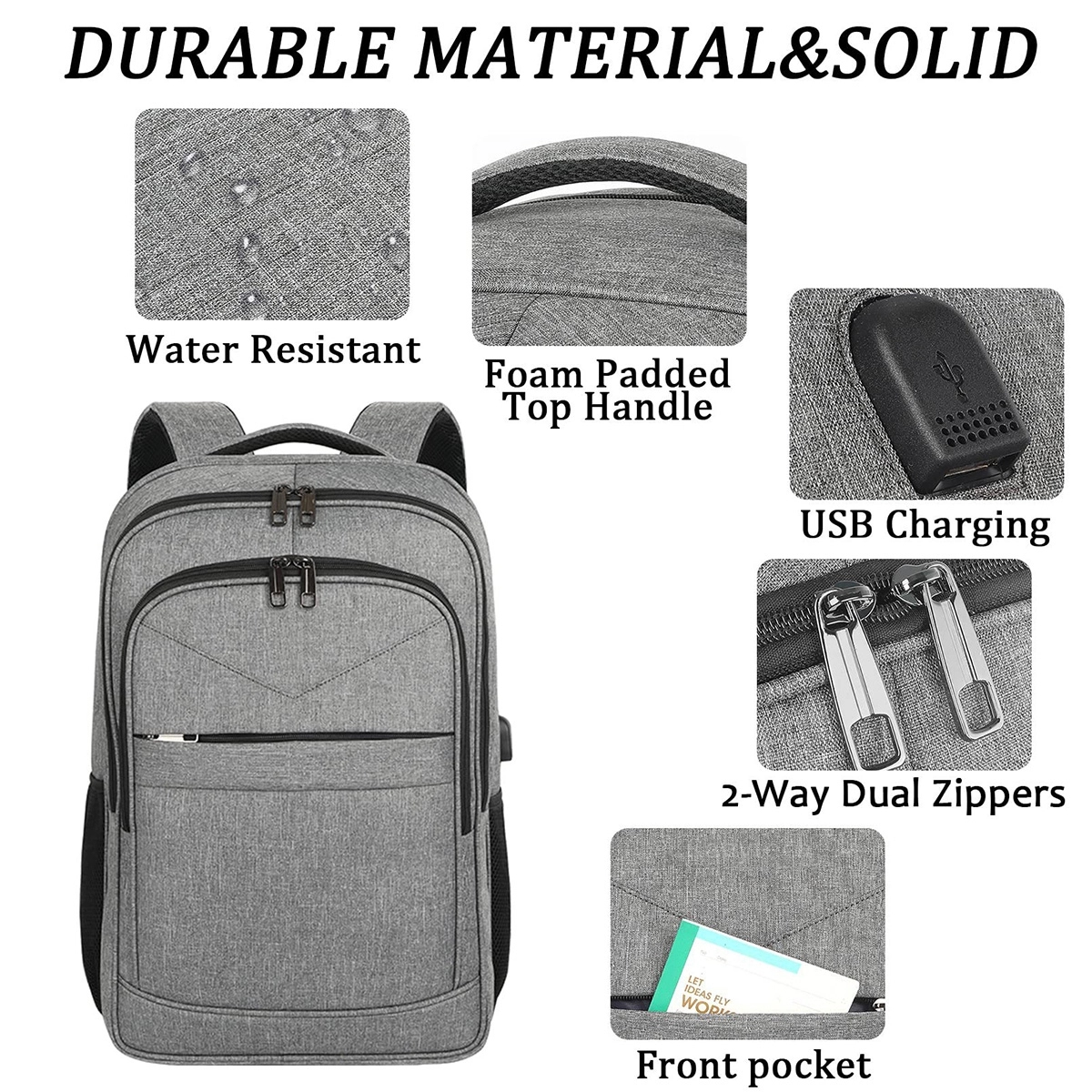 Extra Large Travel Carry on Laptop Backpack with USB Port 9
