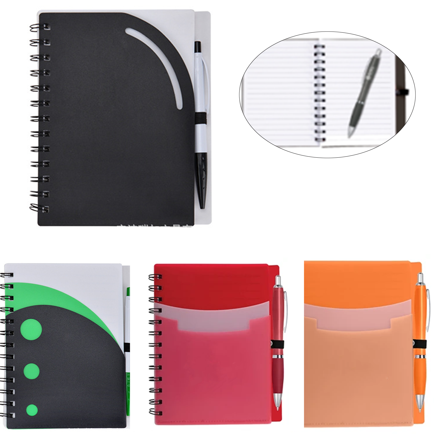 Tri-Pocket PP Coil Notebook with Satin Pen - Lined Pages 5