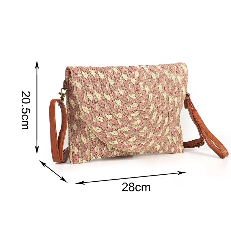 Natural Straw Bag Hand Woven Round Handle Handbags Retro 2