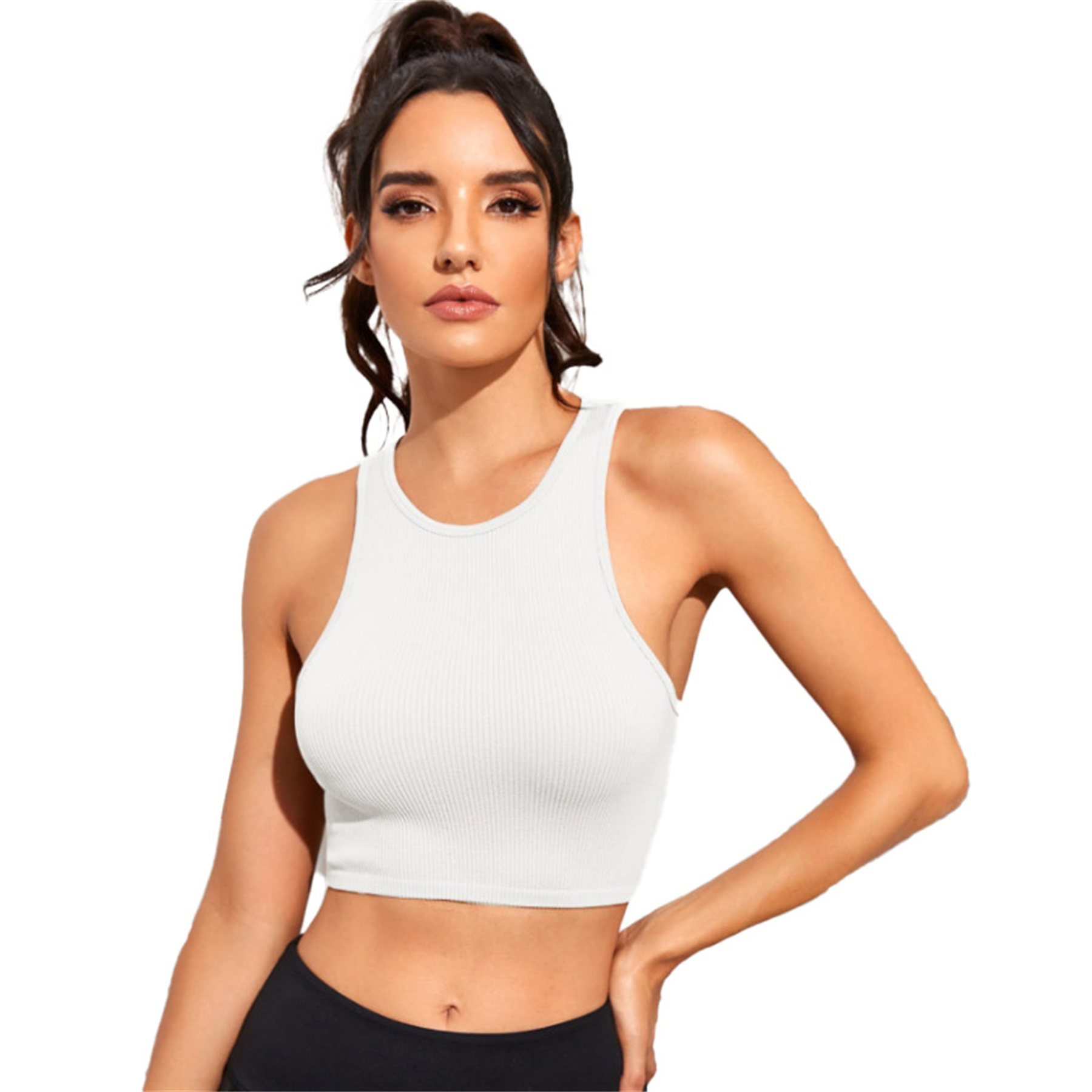 Womens Ribbed Longline Sports Bra 8
