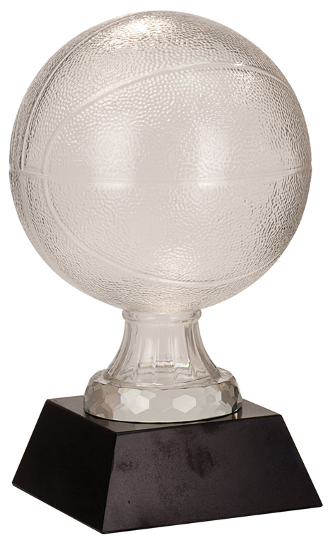 13" Glass Basketball Award with Black Marble Base