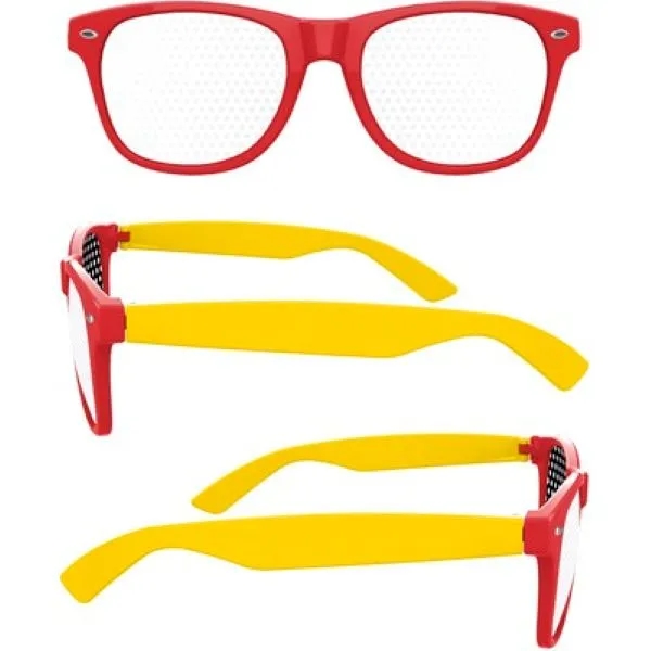 2-Tone Retro Pinhole Sunglasses W/ 1-Color Temple Imprint 2