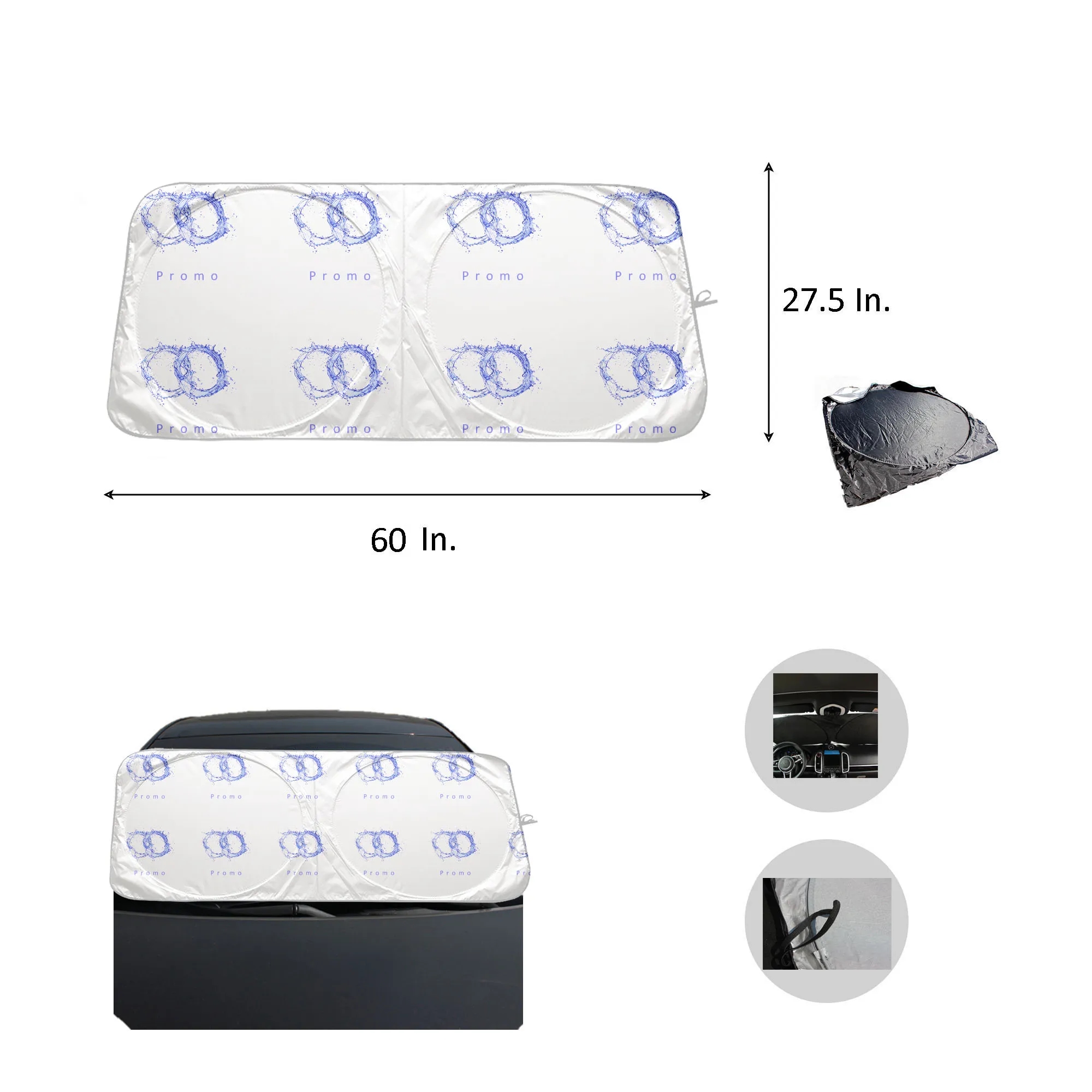 Full Color Sublimation Car Sun Shade 60"L x 27.5"W MOQ 50