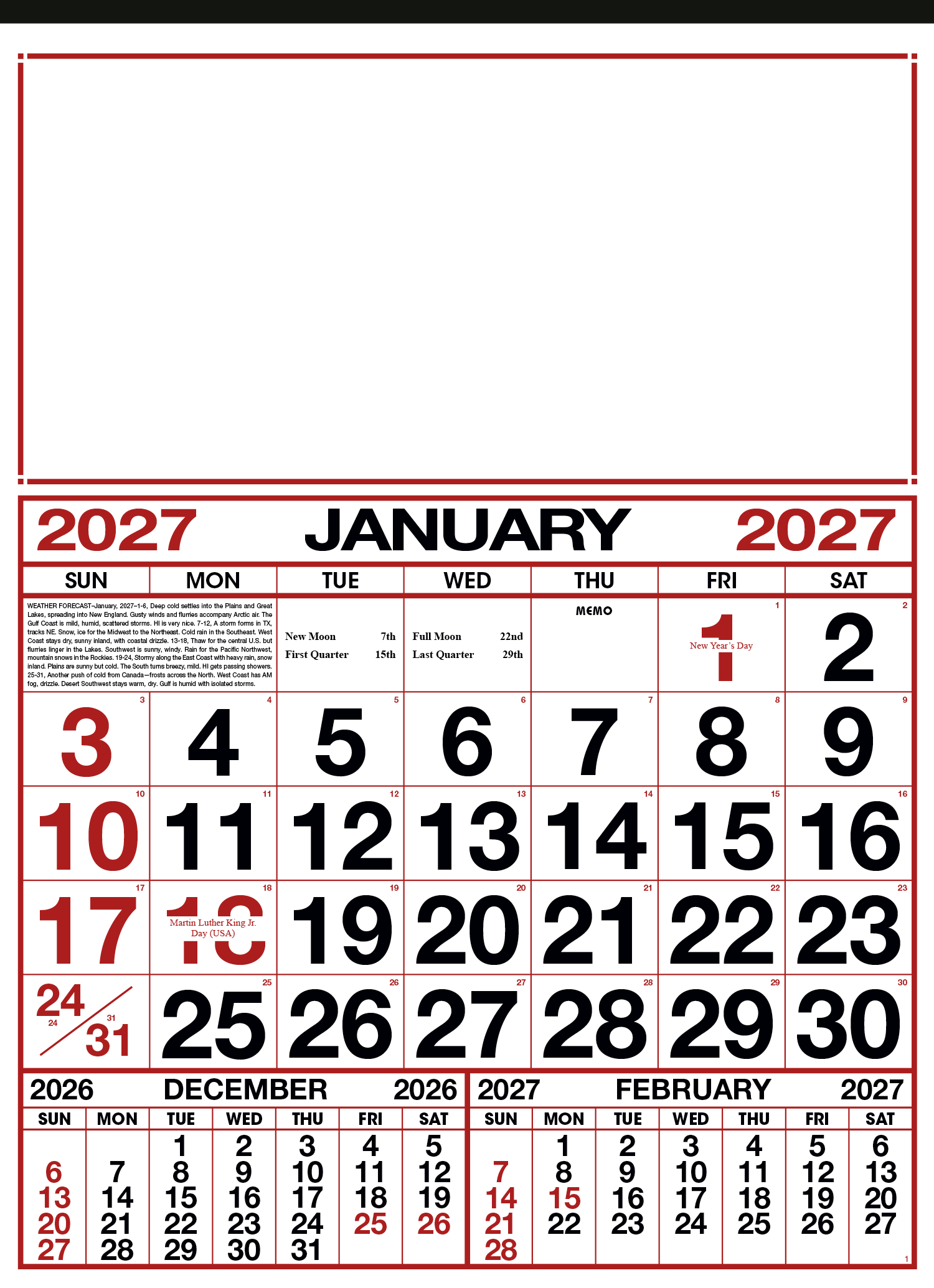 Skinner & Kennedy® Commercial 12-Sheet Calendar 15