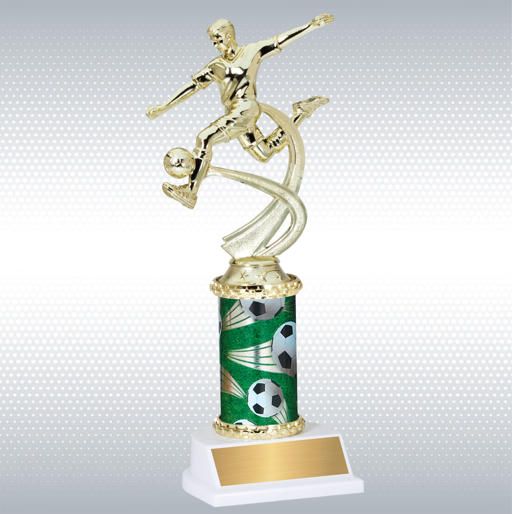 Assembled Male Soccer Trophy w/ White Base 4
