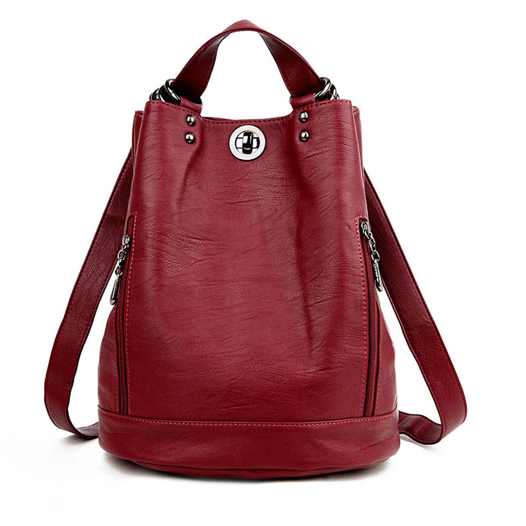 Pu high-capacity Bucket Backpack Women 4
