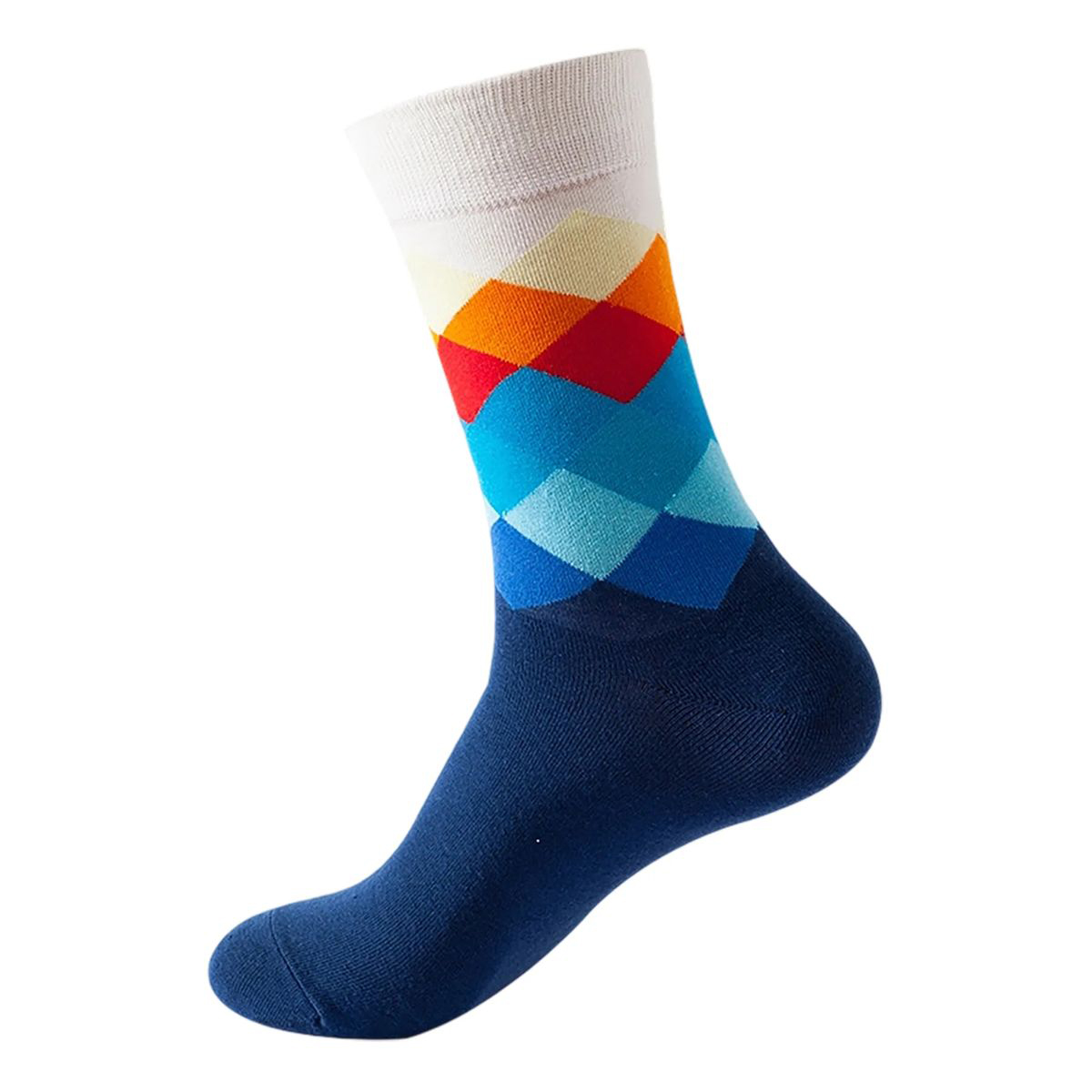 Cotton Crew Socks with Jacquard Pattern 64