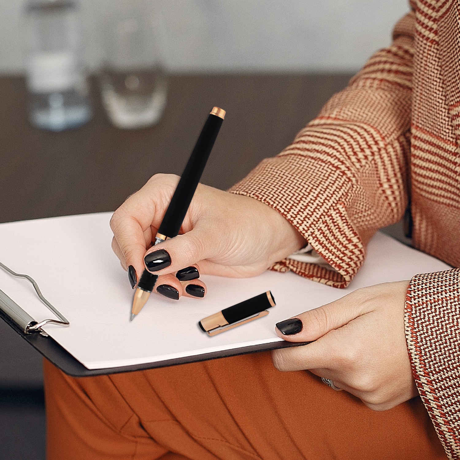 Satin Soft Touch Earl Gel Pen - Rose Gold Accents (Recycled Material) 13