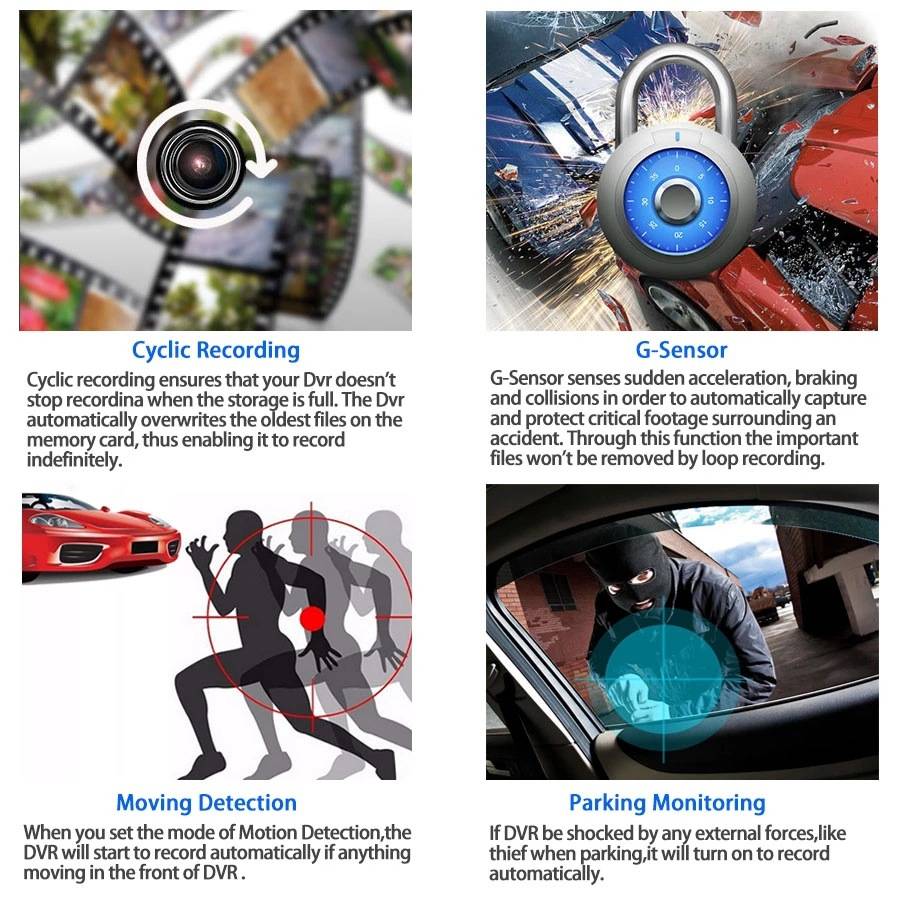 4-Inch 3 Lens 1080p HD Dash Cam Recorder 5
