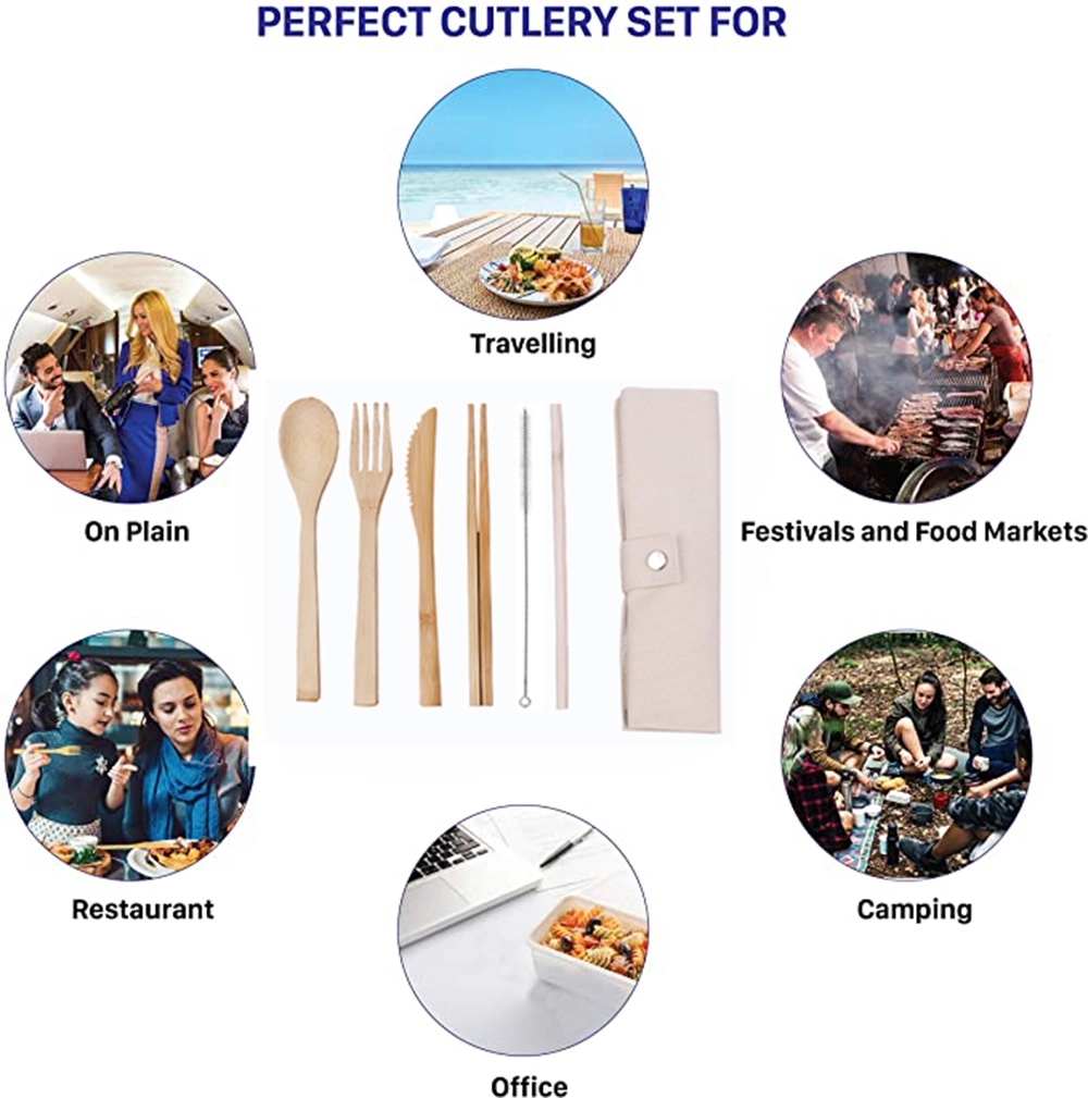 Bamboo tableware set with Pouch 3