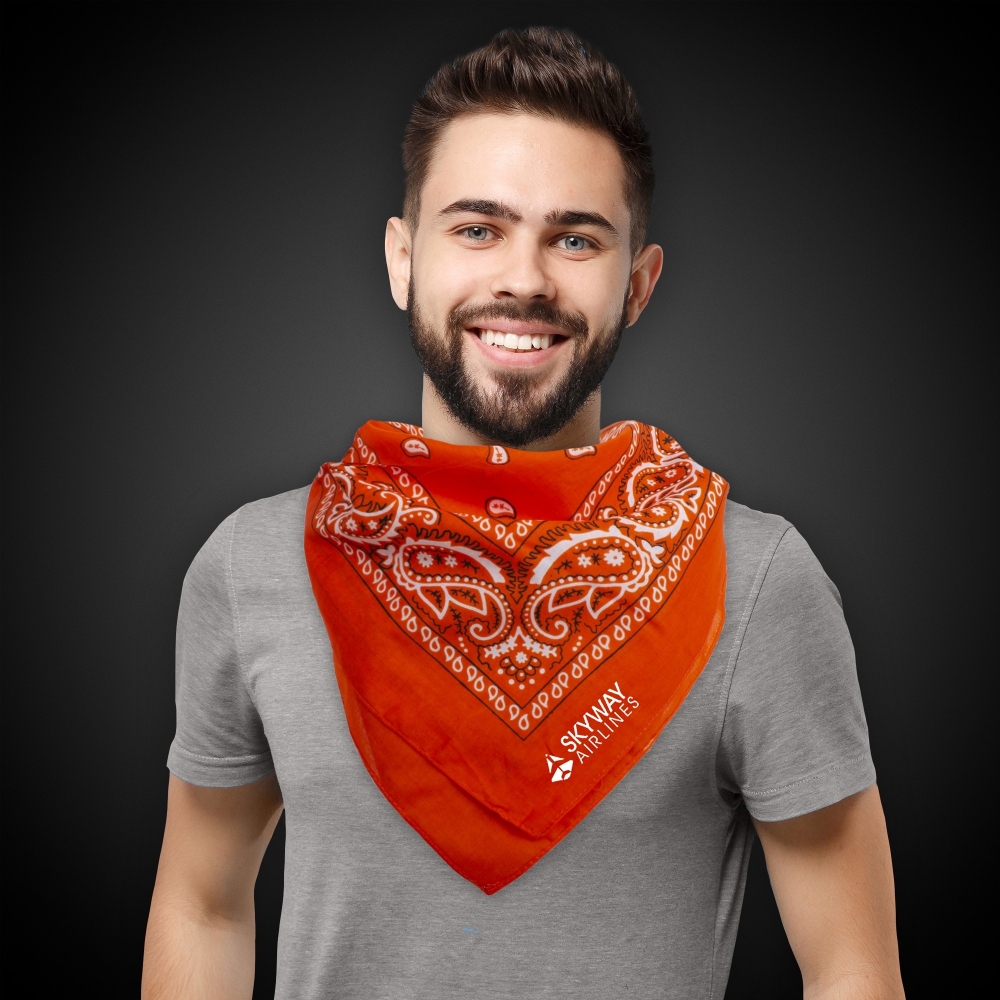 Orange Cotton Bandana 22" x 22" 5