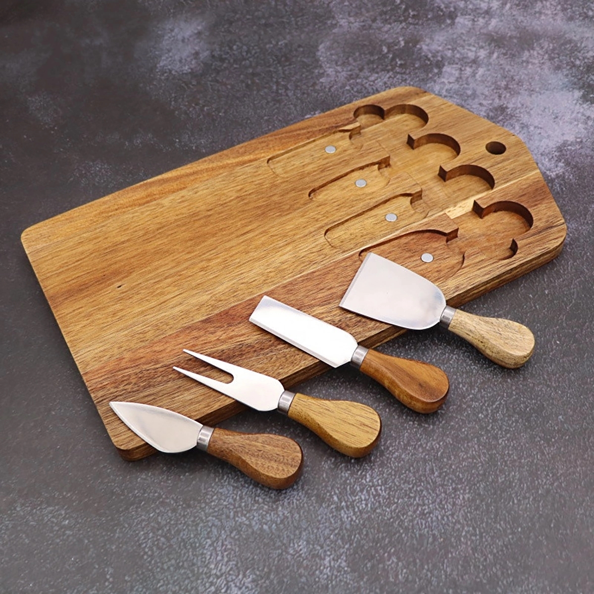 Cutting Board With Cheese Knife Set 3