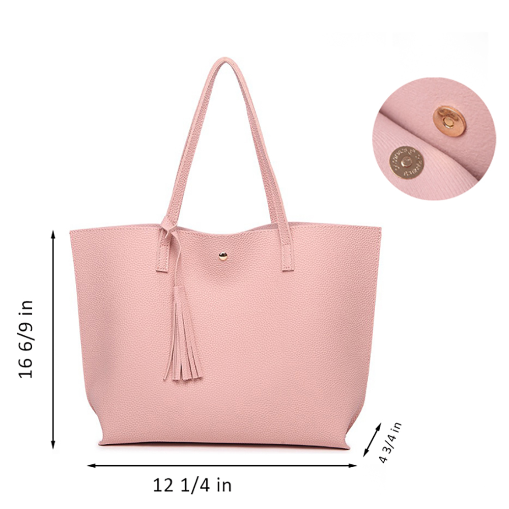 PU Leather Tote Shoulder Bag, custom tote bag with logo imprint 5