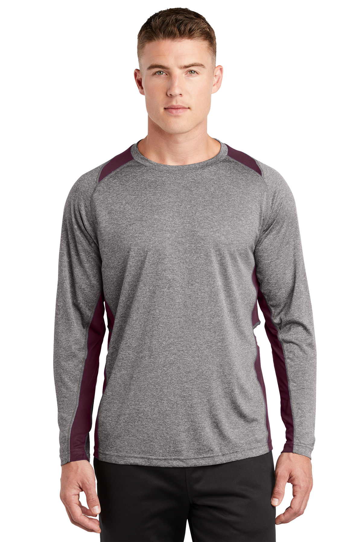 Sport-Tek Long Sleeve Heather Colorblock Contender Tee. ST361LS 50