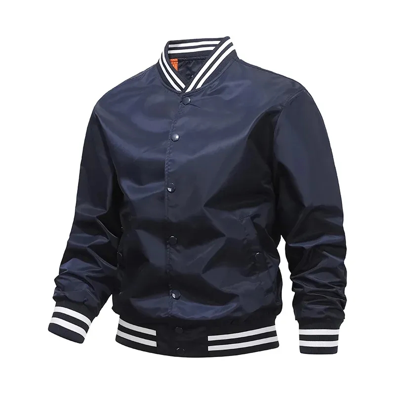 Men's Striped Trim Varsity Bomber Jacket 1