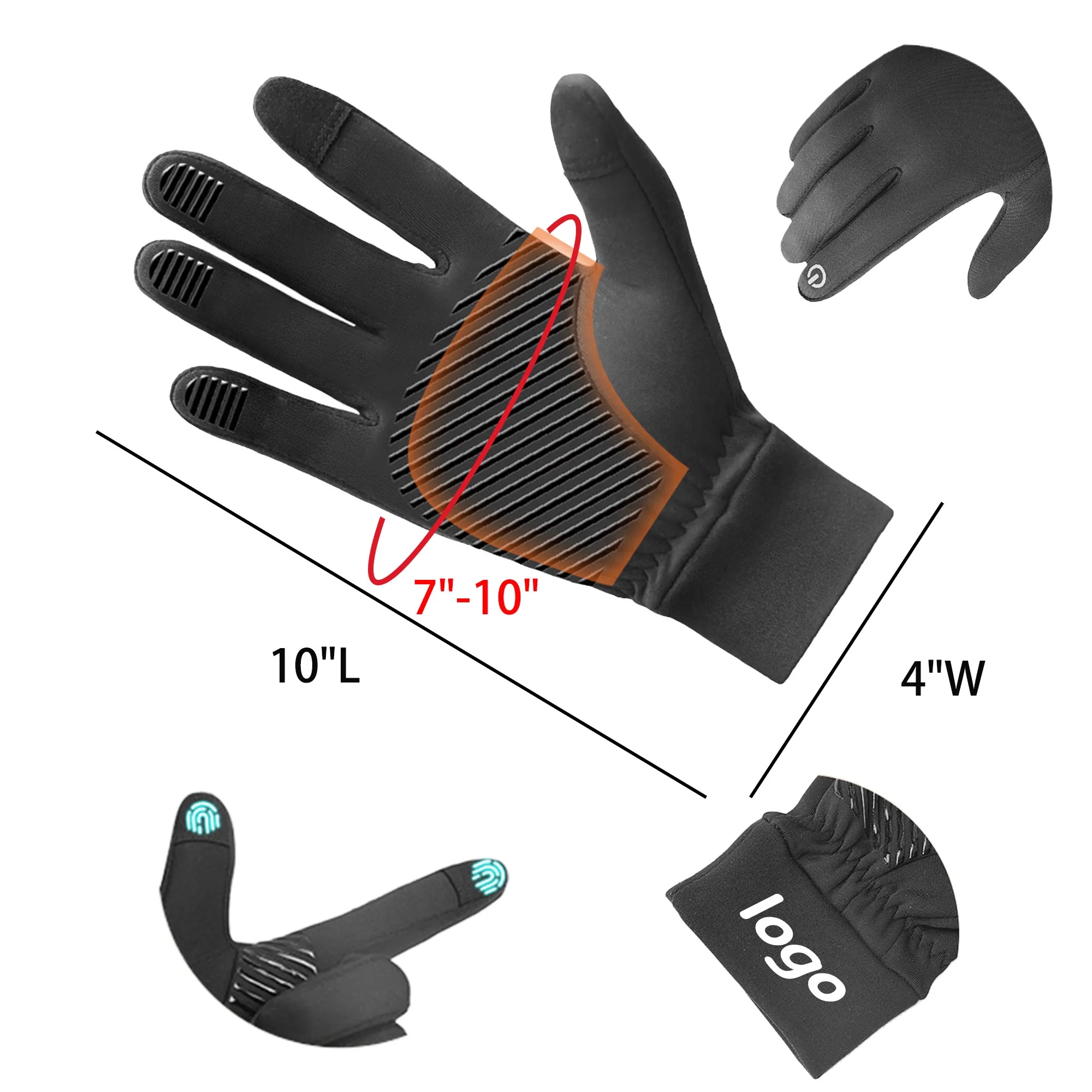 MOQ 10 Winter Padded Touch Screen Cycling Gloves Outdoor 2