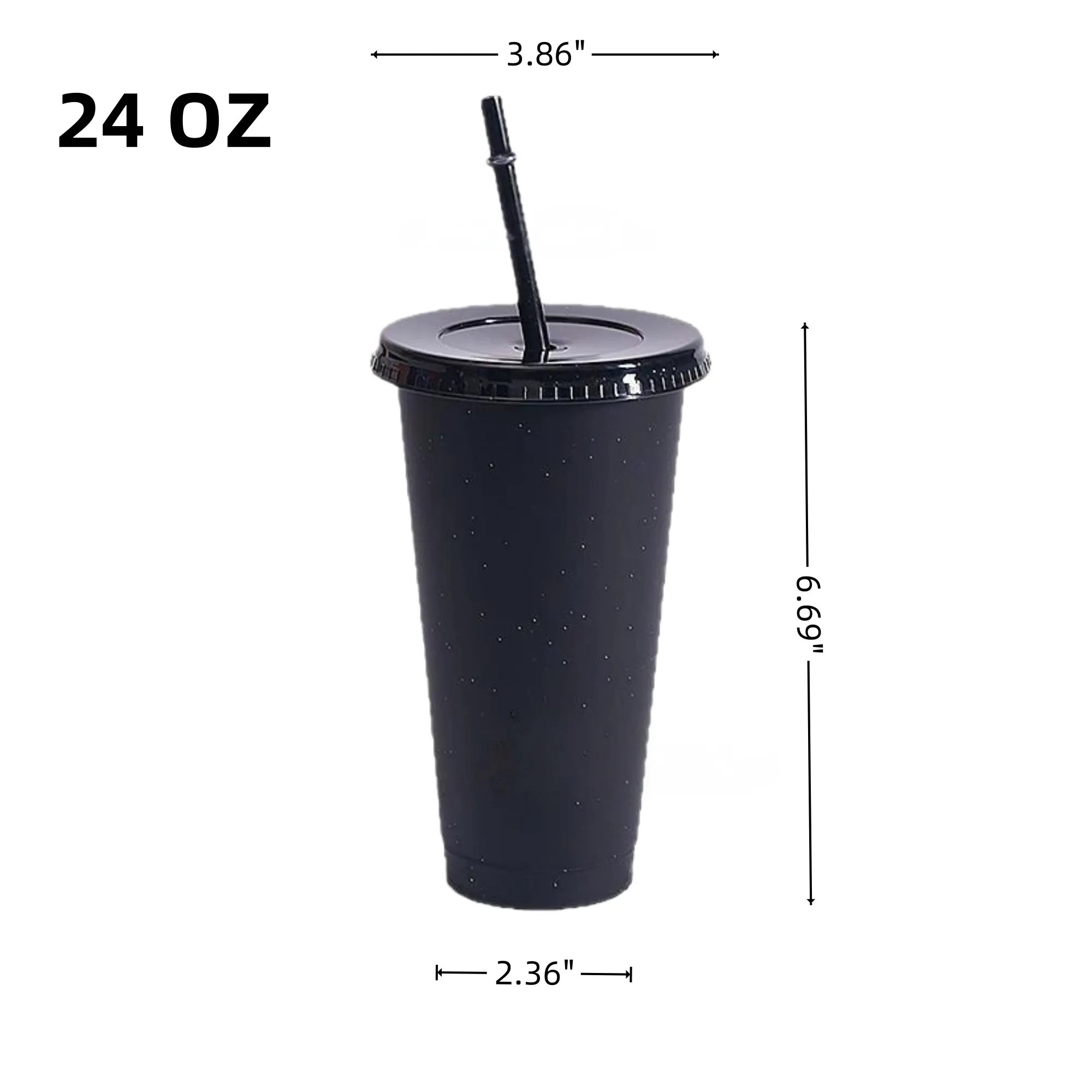 24oz PP Glitter Tumbler Plastic Straw Cup With Lid 4