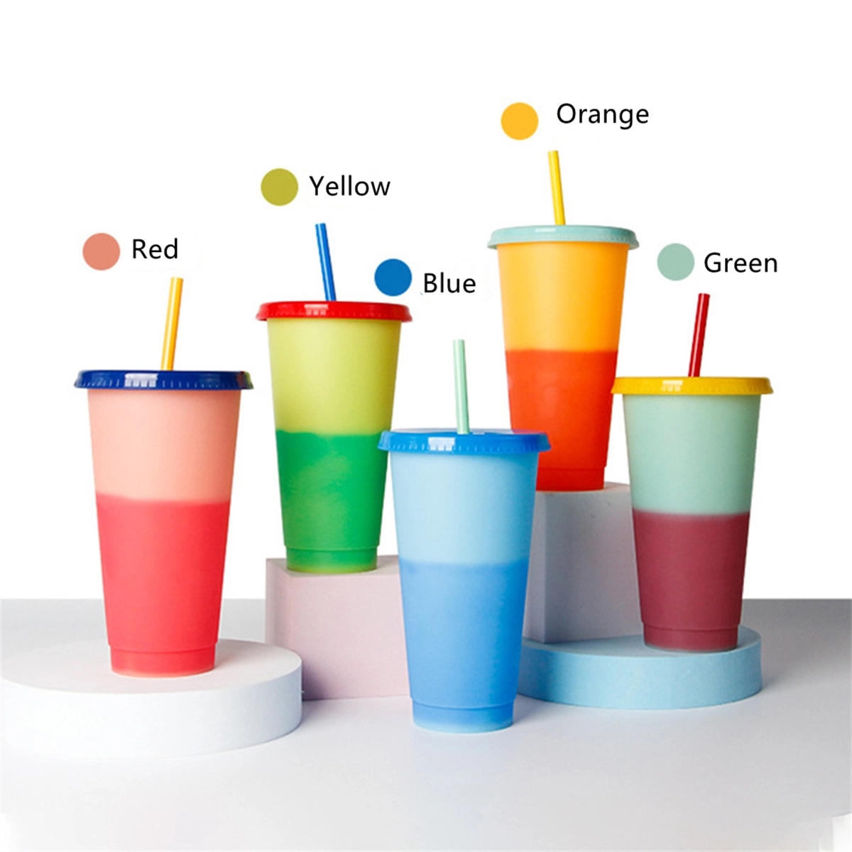 24 Oz Color Changing Reusable Cup With Lid And Straws 4