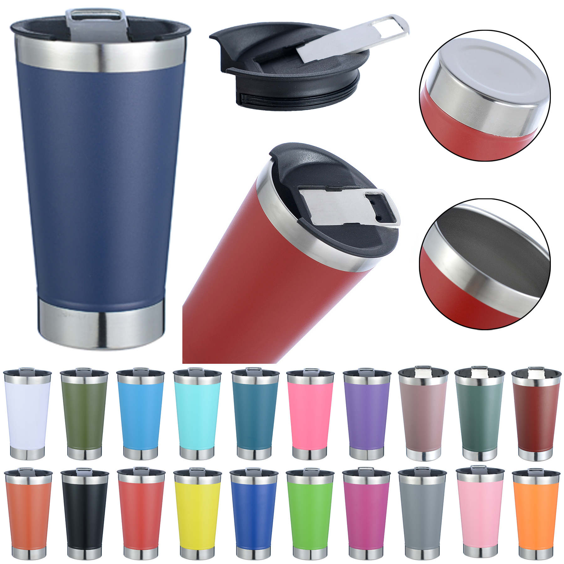 Stainless Steel Travel Mug with Beer Opener 2