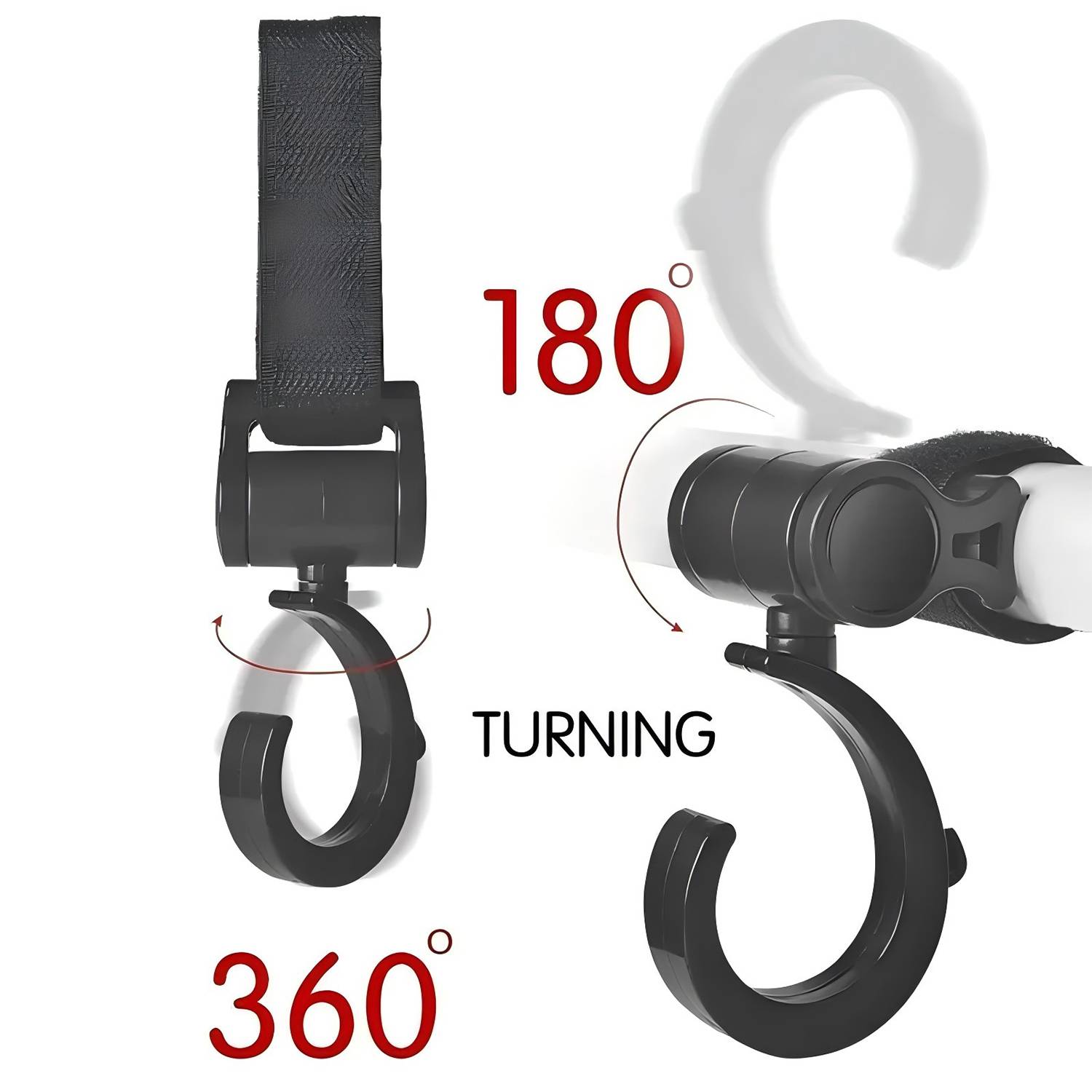 2Pcs Universal Rotating Plastic Baby Stroller Hook 3