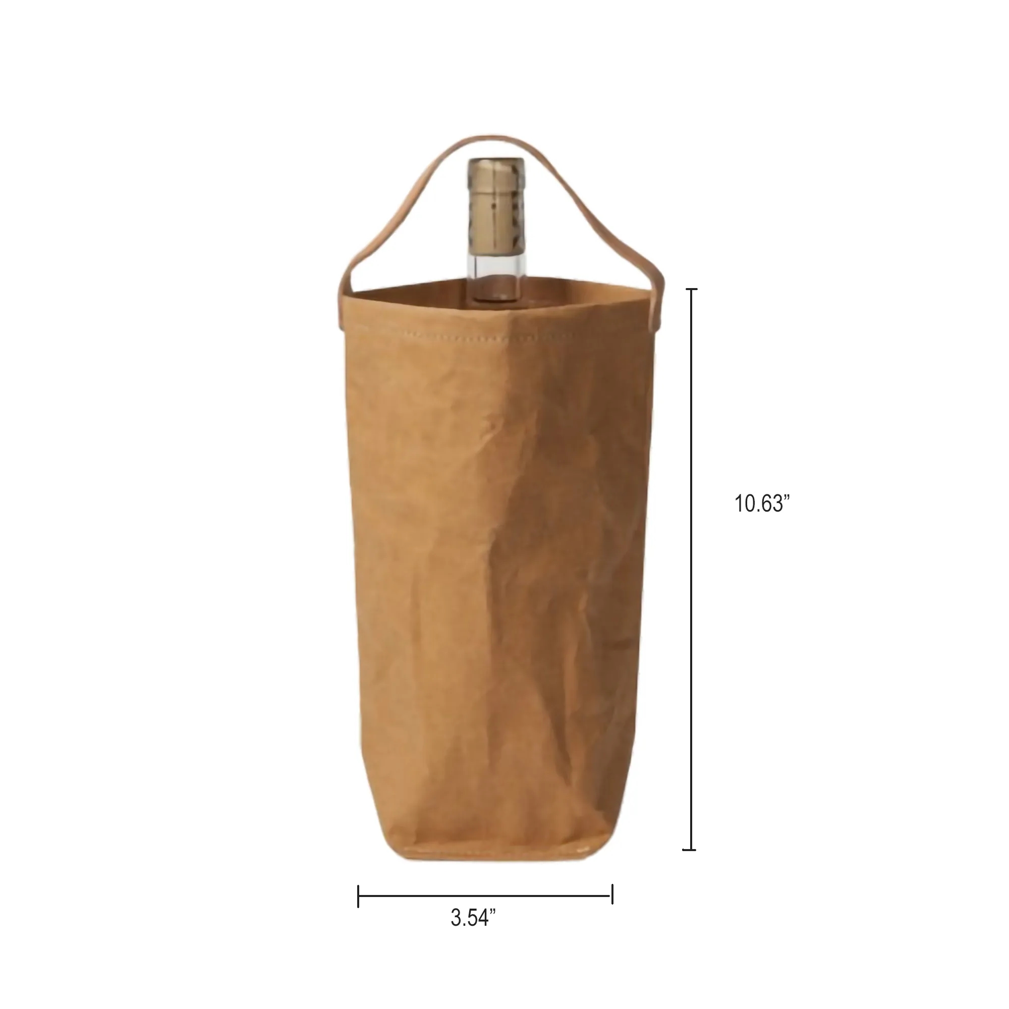 Washed Kraft Paper Single Bottle Wine Tote Bag MOQ200 9