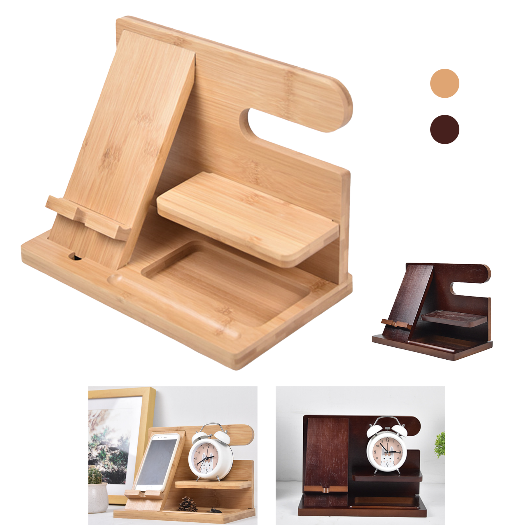 Wood Phone Docking Station Desk Organizer 2