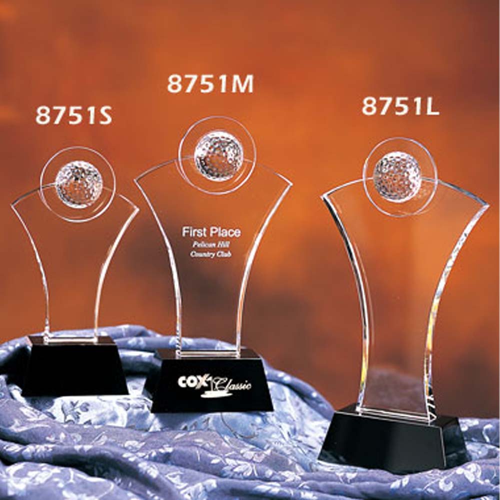 VISARY GOLF BALL POTIC CRYSTAL AWARD - MEDIUM 2
