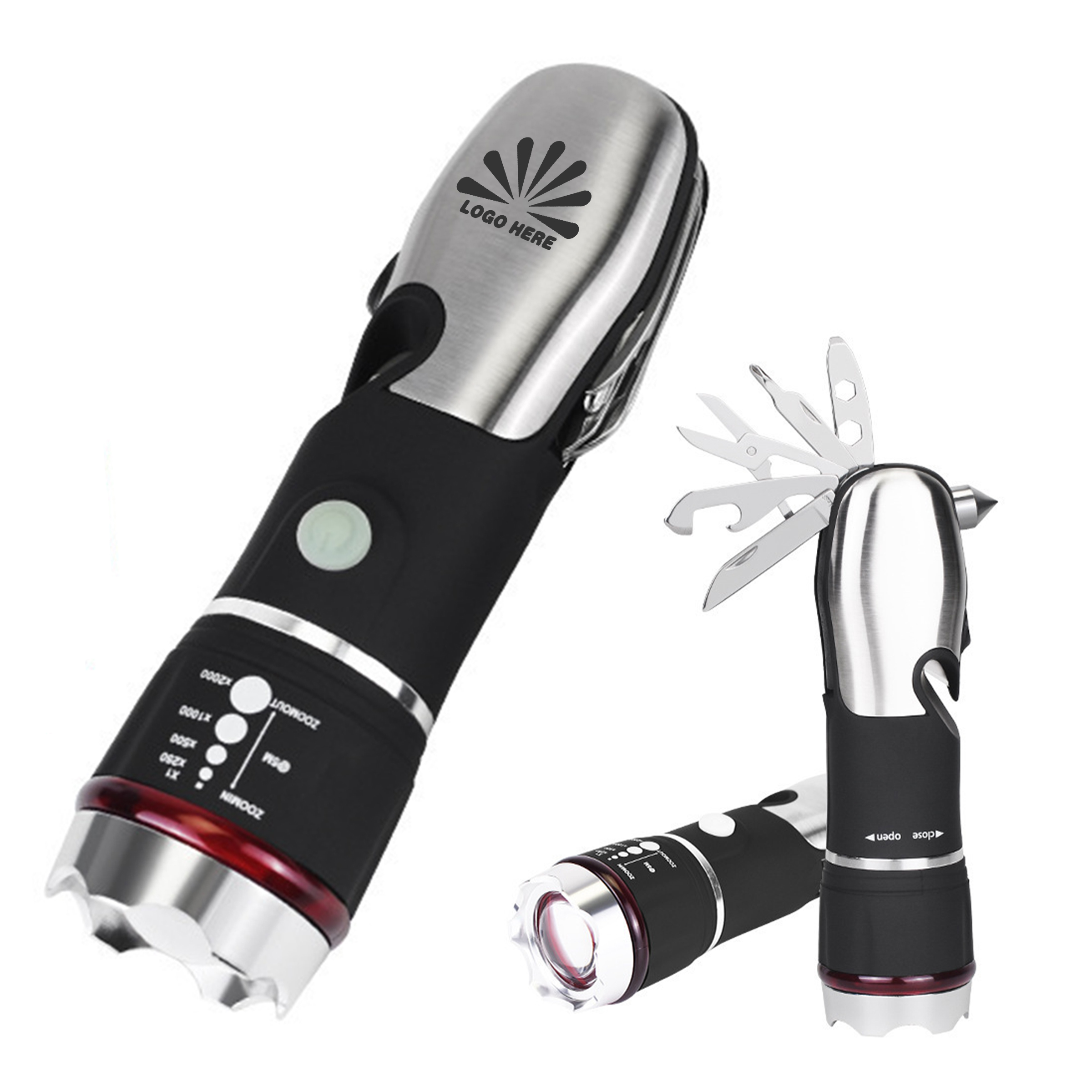 Emergency Safety Hammer with Flashlight and Custom Logo Option 2