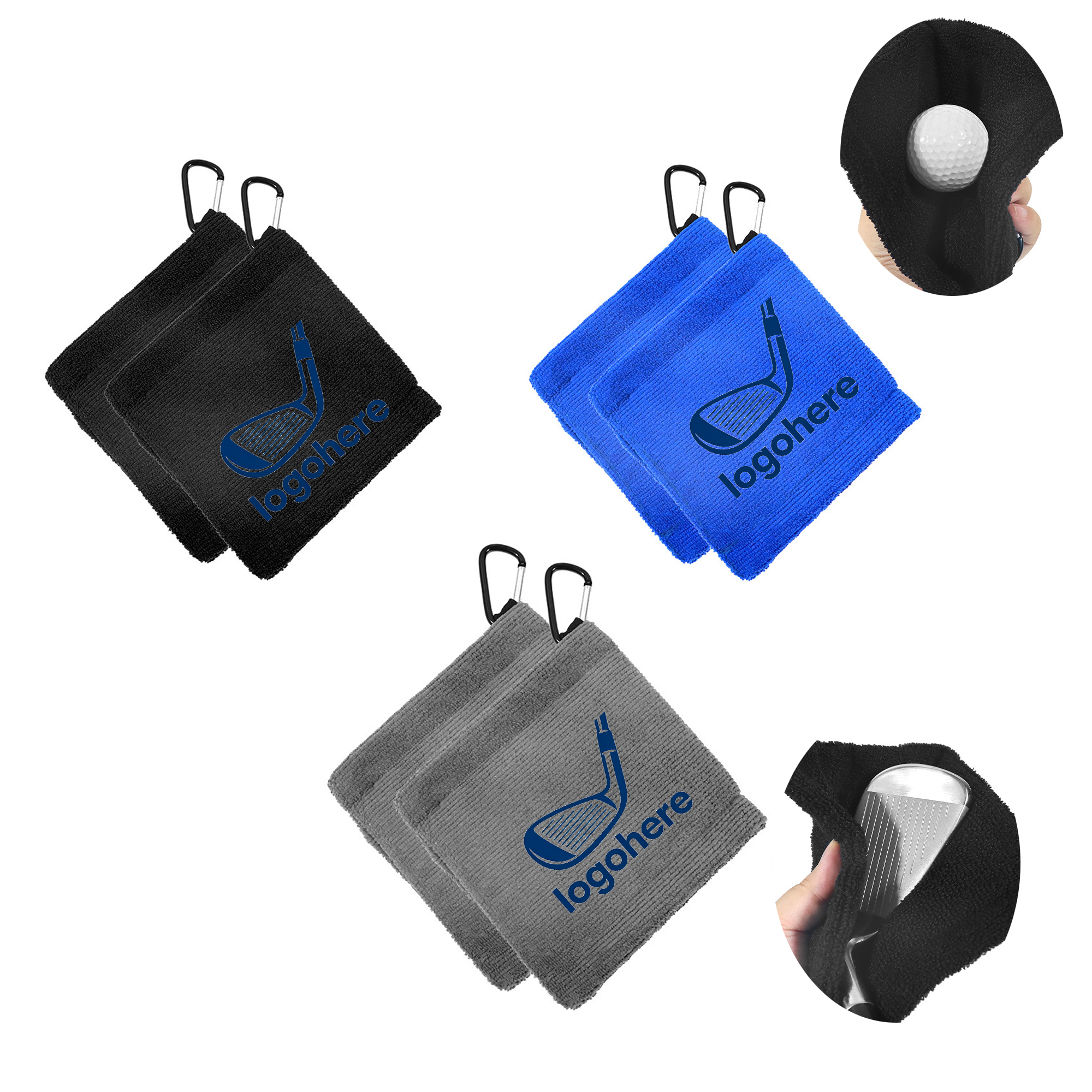 MOQ 50 Golf Towel With Bag Attachment 2